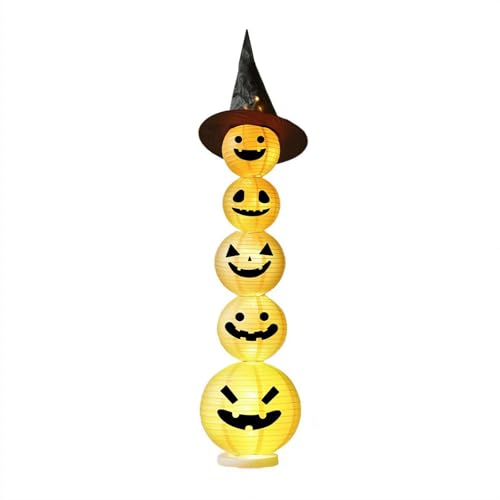 Halloween-Kürbis-Dekorationen, beleuchtete, faltbare Kürbis-Lichterkette für Innen- und Außenbereich, LED-Kürbisdekor-Lampe für Zuhause, Hof, Party, Halloween, Herbsturlaub (StilF) von Generic