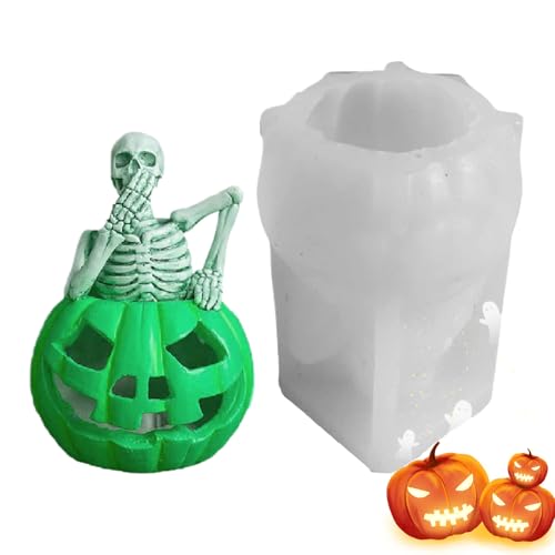 Halloween Silikonformen - Kürbiskopf Schädel Silikonform Für Kerzen | Gruselige Form Für Seifenhersteller Tischdekoration Für Cupcakes Süßigkeiten Schokoladenkuchen Halloween Silikonformen - Kürbiskopf Schädel Silikonform Für Kerzen | Gruselige Form Für Seifenhersteller Tischdekoration Für Cupcakes Süßigkeiten Schokoladenkuchen von Generic