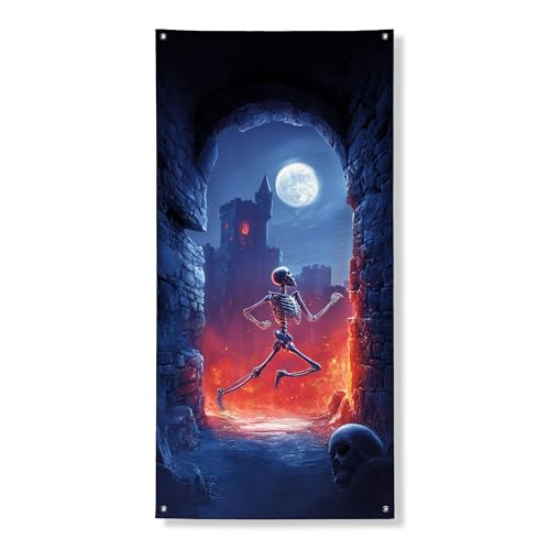 Halloween-Skelett-Türabdeckung, Banner, dekorativ, gruseliges Gothic-Schloss, Haustür-Dekoration, für drinnen und draußen, Festival, Urlaubsbedarf, 91,4 x 183,9 cm Halloween-Skelett-Türabdeckung, Banner, dekorativ, gruseliges Gothic-Schloss, Haustür-Dekoration, für drinnen und draußen, Festival, Urlaubsbedarf, 91,4 x 183,9 cm von Generic