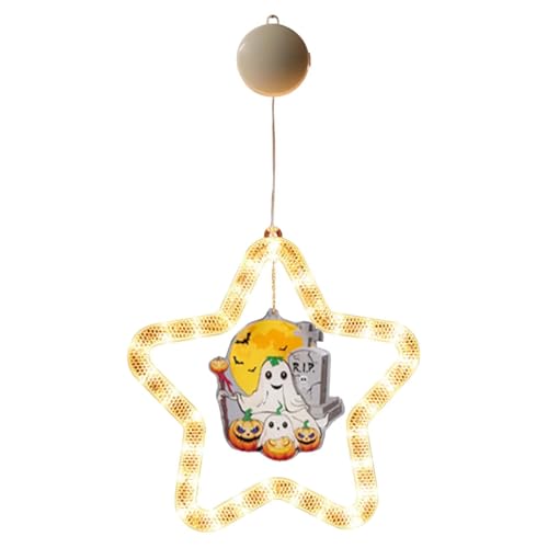 Halloween-Sterne-Nachtlicht für Zuhause, LED-Wandlampe für den Innenbereich, mit Saugnapf, perfekt für Wohnzimmer, Schlafzimmer, Kinderzimmer JNr715 (F, 55X27.6cm) von Generic
