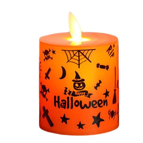 Halloween beleuchtete Kerze, elektronisches Kerzenlicht, Halloween-dekorative Kerzen mit flackernder Flamme, elektronisches Batterie-Lichtornament mit Graffiti-Motiv für die Szene de Halloween beleuchtete Kerze, elektronisches Kerzenlicht, Halloween-dekorative Kerzen mit flackernder Flamme, elektronisches Batterie-Lichtornament mit Graffiti-Motiv für die Szene de von Generic