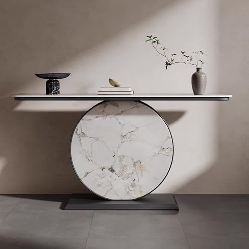 Hallway Console Table White Abgerundete Kanten Ohne Scharfe Ecken Konsolentisch Weiss Schmal Breitere Basis Breitere Tischplatte Geeignet für Lounges und Eingangshallen(A,80 * 30 * 80cm) von Generic