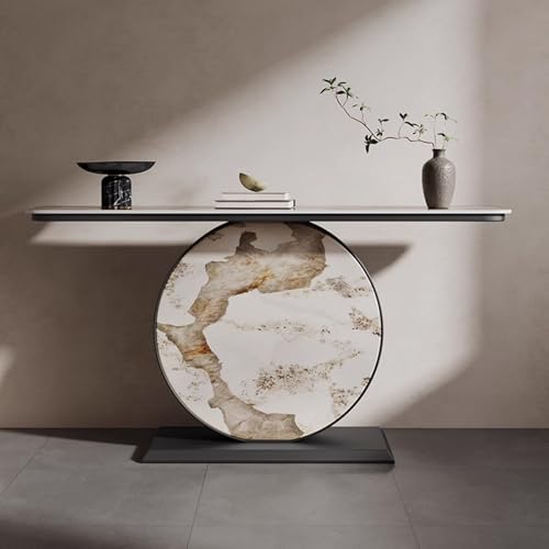 Hallway Console Table White Abgerundete Kanten Ohne Scharfe Ecken Konsolentisch Weiss Schmal Breitere Basis Breitere Tischplatte Geeignet für Lounges und Eingangshallen(B,80 * 30 * 80cm) von Generic