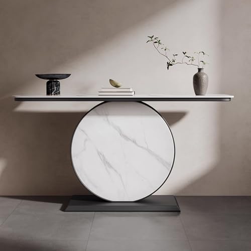 Hallway Console Table White Abgerundete Kanten Ohne Scharfe Ecken Konsolentisch Weiss Schmal Breitere Basis Breitere Tischplatte Geeignet für Lounges und Eingangshallen(C,80 * 30 * 80cm) von Generic