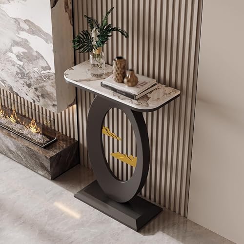 Hallway Console Table White Arbeitsplatte aus Steinplatten Konsolentisch Schwarz Schmal Hochtemperatur-Einbrennlackierung Geeignet für Büros und Wohnzimmer(B,50 * 30 * 75cm) von Generic