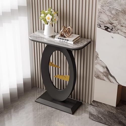 Hallway Console Table White Arbeitsplatte aus Steinplatten Konsolentisch Schwarz Schmal Hochtemperatur-Einbrennlackierung Geeignet für Büros und Wohnzimmer(C,80 * 30 * 80cm) von Generic