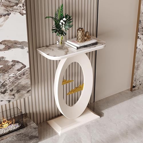 Hallway Console Table White Arbeitsplatte aus Steinplatten Konsolentisch Schwarz Schmal Hochtemperatur-Einbrennlackierung Geeignet für Büros und Wohnzimmer(E,60 * 30 * 75cm) von Generic