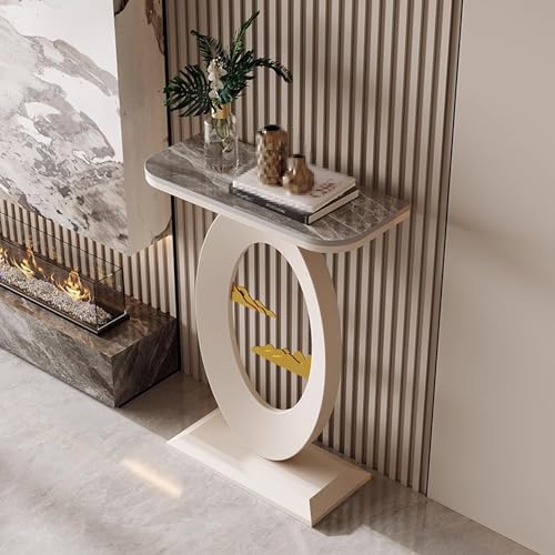 Hallway Console Table White Arbeitsplatte aus Steinplatten Konsolentisch Schwarz Schmal Hochtemperatur-Einbrennlackierung Geeignet für Büros und Wohnzimmer(F,100 * 30 * 80cm) von Generic
