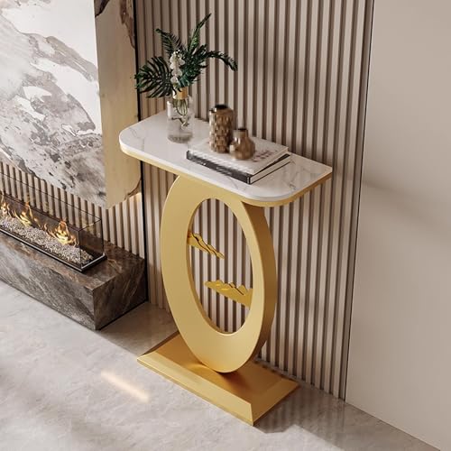 Hallway Console Table White Arbeitsplatte aus Steinplatten Konsolentisch Schwarz Schmal Hochtemperatur-Einbrennlackierung Geeignet für Büros und Wohnzimmer(G,80 * 30 * 80cm) von Generic