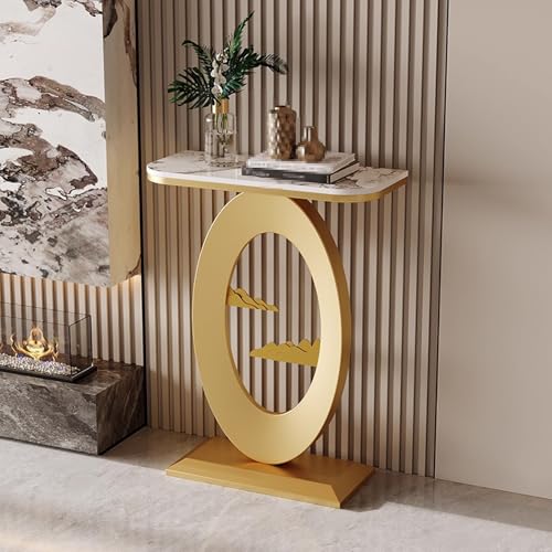 Hallway Console Table White Arbeitsplatte aus Steinplatten Konsolentisch Schwarz Schmal Hochtemperatur-Einbrennlackierung Geeignet für Büros und Wohnzimmer(H,50 * 30 * 75cm) von Generic