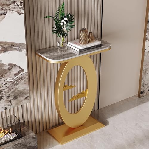 Hallway Console Table White Arbeitsplatte aus Steinplatten Konsolentisch Schwarz Schmal Hochtemperatur-Einbrennlackierung Geeignet für Büros und Wohnzimmer(I,50 * 30 * 75cm) von Generic