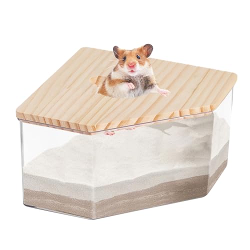 Hamster-Sand-Box - Transparenter Sandkasten für Haustiere, leicht, geräumiger Grabraum | Badezimmer-Ablage für kleine Haustiere im Innenbereich mit transparenter Aussicht, A von Generic