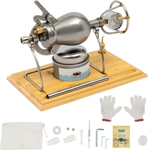 Hand-Popcornmaschine für Zuhause, klein, 304 Edelstahl Getreide Verstärker, Mini-Popcorn-Pops, Hochdruck-Popcornmaschine mit Manometer(328ml) von Generic