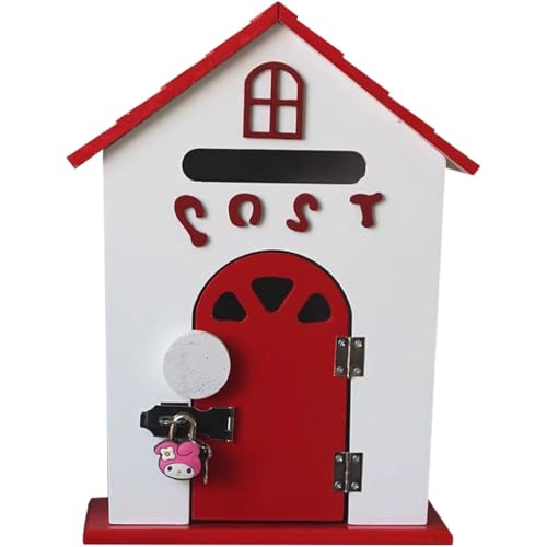 Handbemalter Briefkasten Aus Dichtem Brett - Verspieltes Wanddekor Fürs Kinderzimmer, Farbenfroher Organizer Für Schule Und Zuhause(Red Color) von Generic