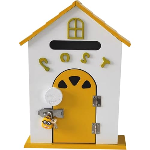 Handbemalter Briefkasten Aus Dichtem Brett - Verspieltes Wanddekor Fürs Kinderzimmer, Farbenfroher Organizer Für Schule Und Zuhause(Yellow Color) von Generic