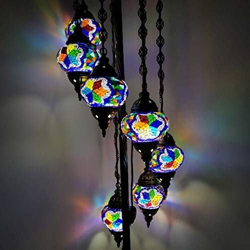 Handgefertigte türkische Marokkanische Tiffany-Stil Multi Glas Stehlampe Stehleuchte Lampe 7 Kugeln von Generic