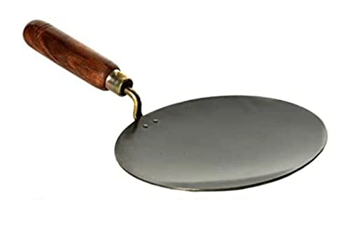 Handgefertigtes Eisen-Tawa zum Kochen, Chapati, Brot, Roti, konkav, Kochgeschirr, Küchenwerkzeug, Holzgriff (24,1 cm) von Generic