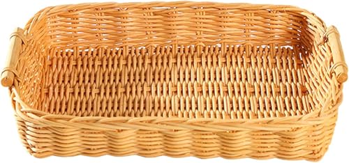 Handgemachtes Rattan-serviertablett, Runder Rattan-brotkorb Mit Griffen Natürliche Dekorative Servierkörbe Aus Weide Für Cracker-Dinner-Partys Kaffee Frühstück, 26 X 20 X 4.5CM von Generic