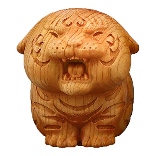 Handgeschnitzter Holz-Tiger, Holzschnitzerei, Maskottchen, Tigerstatue, Holz, chinesisches Sternzeichen, Jahr, Tiger, Ornament für Zuhause, Büro, Tisch, Schreibtisch, Auto-Dekoration von Generic