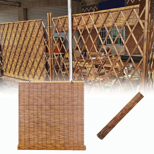 Handgewebt Bambus Jalousie, Sonnenschutz Sichtschutz, Aussenbereich Wetterfest Bambus Rollo, Bambusrollo for Balkon Trennwand Fenster Terrasse(60x170CM/24x67IN(WxH)) von Generic