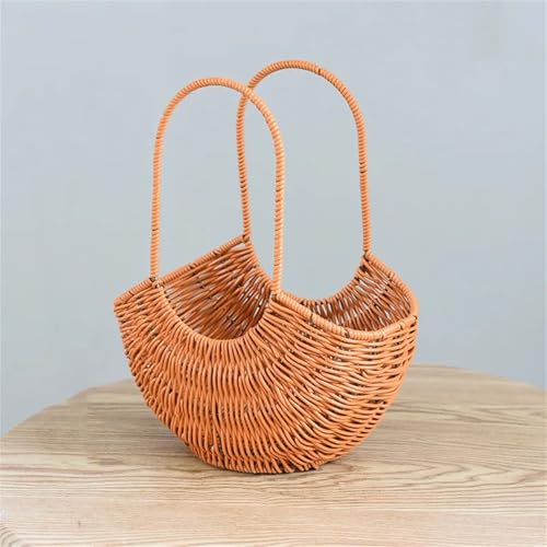Handgewebter Aufbewahrungskorb für Gemüse, Blumen, Rattan, Snacks, Brot, Picknick, Schreibtisch, Kleinteile, Organizer, 2 Stück Handgewebter Aufbewahrungskorb für Gemüse, Blumen, Rattan, Snacks, Brot, Picknick, Schreibtisch, Kleinteile, Organizer, 2 Stück von Generic