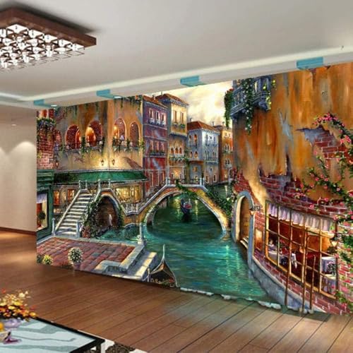 Handgezeichnetes Stadtlandschaftsölgemälde 450(W)X315(H)Cm Wandkunst Aufkleber Wandbild, Selbstklebende 3D Wandbilder, Umweltfreundliche Fleckenresistente Schlafzimmer Luxustapete Home Decor W-490495 von Generic