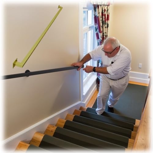 Handläufe – Wandmontage Handlauf Treppen, Treppengeländer Innen & Außen, Rutschfester Geländer Wandhandlauf Wand Treppe Für Treppenhaus, Garten, Hauseingang, Gang - Komplettset(Gold,210cm/6.8ft) von Generic