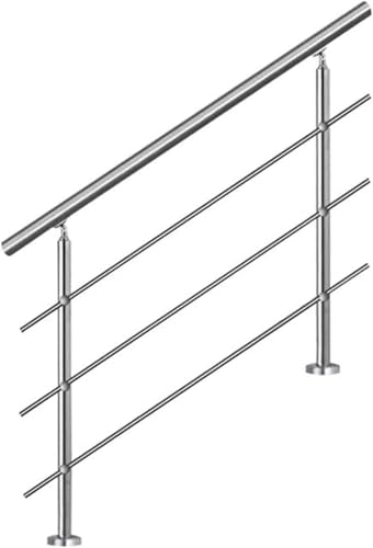 Handlauf, Handlauf 1 Bis 2 Stufen 304 Edelstahl, Mit 3 Croars Und Mit Einbausatz Handläufe Für Außentreppen, 100cm Handlauf, Handlauf 1 Bis 2 Stufen 304 Edelstahl, Mit 3 Croars Und Mit Einbausatz Handläufe Für Außentreppen, 100cm von Generic
