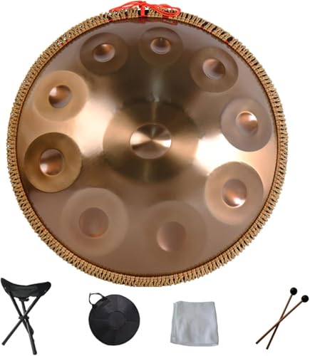Handpan Drum Handpan 9 10 12 14 Noten Professionelles Perkussionsinstrument Stahl Handpan Mit Reisetasche Seildekoration Und Schlägel Für Meditation Yoga, Gold, 10Notes Handpan Drum Handpan 9 10 12 14 Noten Professionelles Perkussionsinstrument Stahl Handpan Mit Reisetasche Seildekoration Und Schlägel Für Meditation Yoga, Gold, 10Notes von Generic