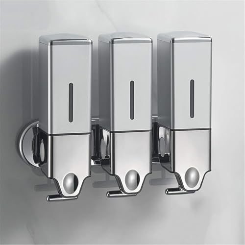 Handseifenspender Pumpflasche Kleber, 500ml Abs Raum T-bar Metall Wandhalterung Manuelle Duschspender Für Shampoo Duschgel Und Conditioner Badezimmer Küche Hotel, Silver, 3 Chamber Handseifenspender Pumpflasche Kleber, 500ml Abs Raum T-bar Metall Wandhalterung Manuelle Duschspender Für Shampoo Duschgel Und Conditioner Badezimmer Küche Hotel, Silver, 3 Chamber von Generic