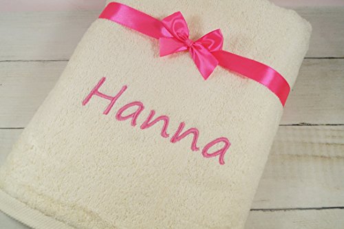 ★ Handtuch mit Namen bestickt ★ Duchtuch ★ Geschenk mit Schleife ★ 550 g/m2 ★ (Creme, 70 x 140 cm) von Generic