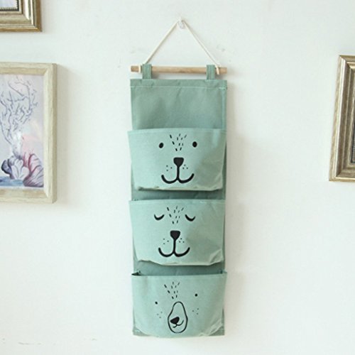 Hanging Storage Bag Organiser with 3 Pockets Nursery Living Room Bear von Generic