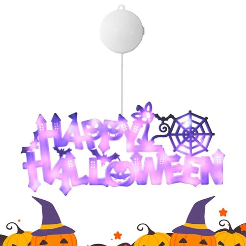 Happy Halloween beleuchtetes Schild - Fenster-, Tür- und Wanddekorationen mit LED Licht | Halloween beleuchtetes Schild | Deko Zubehör für drinnen und draußen für Spukhäuser Happy Halloween beleuchtetes Schild - Fenster-, Tür- und Wanddekorationen mit LED Licht | Halloween beleuchtetes Schild | Deko Zubehör für drinnen und draußen für Spukhäuser von Generic