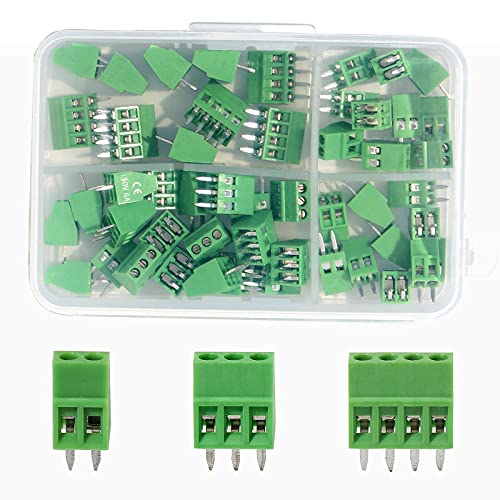 Harissess 50 Stück 2.54mm 0.1" Pitch PCB Montage Schraubklemmenblock-Anschluss,2P 3P 4P Klemmen Terminal 6A für 26-18AWG Kabel von Generic