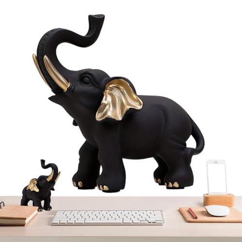Harz Elefant Skulptur - Schwarz Gold Elefant Deko, Elegante Tischfigur | Dekofigur 'Elefant für Home und Wohnzimmer, elegante Harz Elefant Skulptur - Schwarz Gold Elefant Deko, Elegante Tischfigur | Dekofigur 'Elefant für Home und Wohnzimmer, elegante von Generic