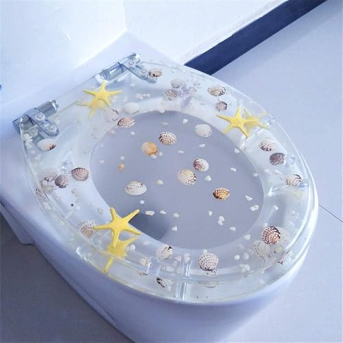 Harz-toilettensitz, Transparenter Toilettensitz, Solide Und Langlebig, Helle Farben, Geeignet Für Die Meisten Toiletten, Einfach Zu Entfernen Und Zu Installieren, Transparent Starfish von Generic