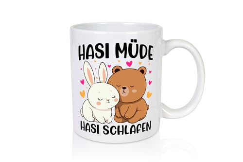 Hasi Müde | Hasi schlafen | Kaninchen | Häschen - Tasse Weiss - Kaffeetasse/Geschenk/Familie von Generic