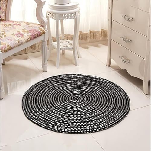 Hatte Geflochten Roud Outdoor Idoor Bereich Teppich Livig Zimmer Schlafzimmer Arbeitszimmer Computer Stuhl Essen Hatte Gewebt Reversible C Lifts Korb Drehstuhl Polster, A, Diameter:100cm von Generic