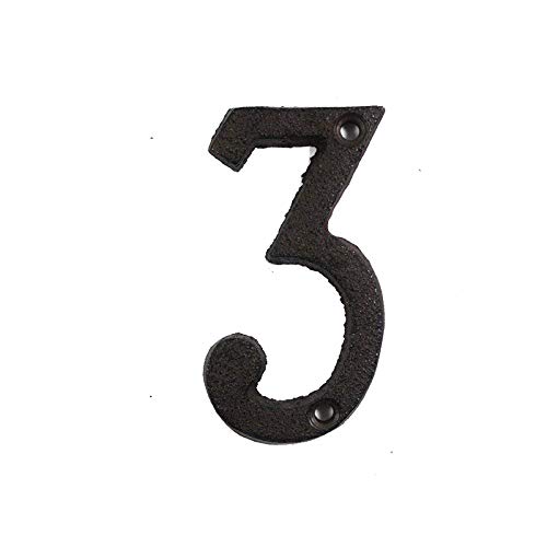 Hausnummer aus Gusseisen, 7.5 cm Antikes Metall-Buchstaben Zahlen Gusseisen Dekoration Haus Schild Türschild mit 2 Schrauben, Frei Kombinierbare Hausnummern, für Hausnummern und Adressen (3) von Generic
