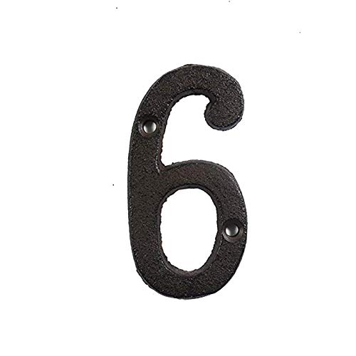 Hausnummer aus Gusseisen, 7.5 cm Antikes Metall-Buchstaben Zahlen Gusseisen Dekoration Haus Schild Türschild mit 2 Schrauben, Frei Kombinierbare Hausnummern, für Hausnummern und Adressen (6) von Generic