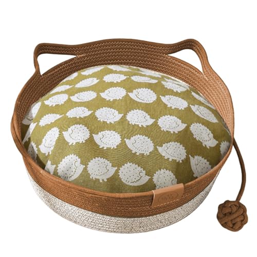 Haustierbett - Geflochtene Katze aus Baumwollseil | Abnehmbares waschbares Kissen aus Baumwolle Nest Weben Weich zum Schlafen im Freien Haustierbett - Geflochtene Katze aus Baumwollseil | Abnehmbares waschbares Kissen aus Baumwolle Nest Weben Weich zum Schlafen im Freien von Generic