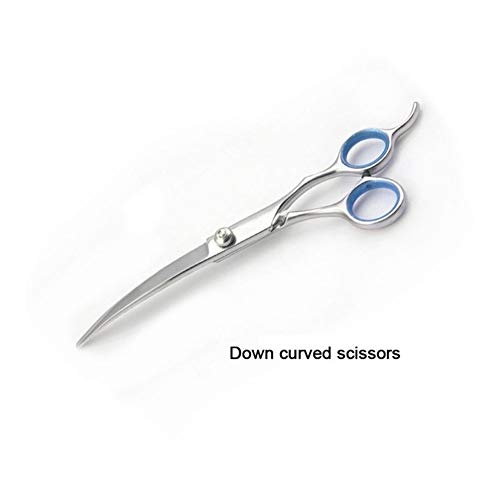Haustierschere 2pcs 6" Edelstahl-Haustier-Gromming gebogene Klinge Schere Haare schneiden Schere oben nach unten gebogen geraden Zahn gebogene Scheren(Blue down) von Generic