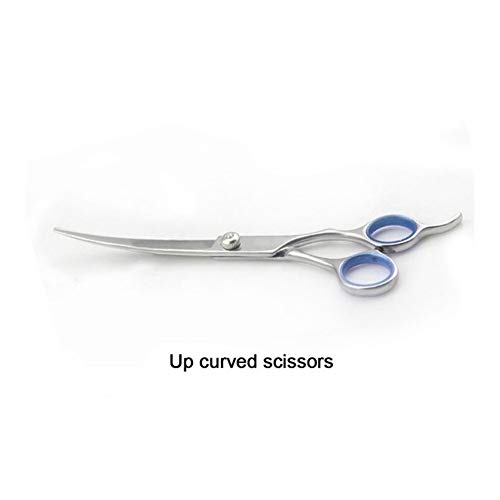 Haustierschere 2pcs 6" Edelstahl-Haustier-Gromming gebogene Klinge Schere Haare schneiden Schere oben nach unten gebogen geraden Zahn gebogene Scheren(Blue up) von Generic