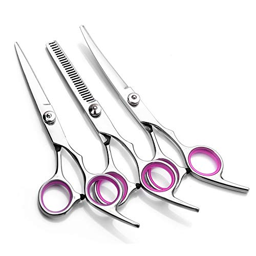 Haustierschere 7-Zoll-Edelstahl-Haustier-Scheren-Set Hund Katze Grooming Sets Curved Ausdünnung Gerade Schere Sharp Cutting Tools Kit mit Kamm von Generic