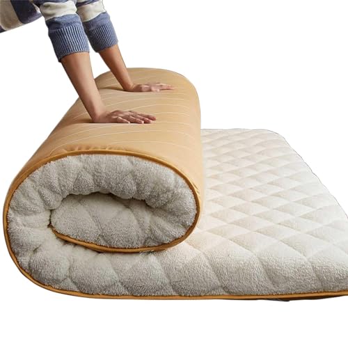 Hautfreundliche japanische Futon-Bodenmatratze aus Winterfleece, gemütliche, Faltbare Sherpa-Schlafunterlage aus flauschigem Kunstfell, Dicke, Flauschige Plüschmatratze für Gäste (Farbe: Kam von Generic