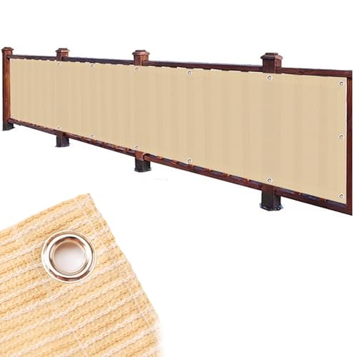 Heavy Duty Balcony Sichtschutz - 90% Shade Cloth for Pergola & Patio - Sun Shade Screen Fabric Tarp with Grommets - Deck & Fence Cover (Coffee, 0.9x14m) von Generic