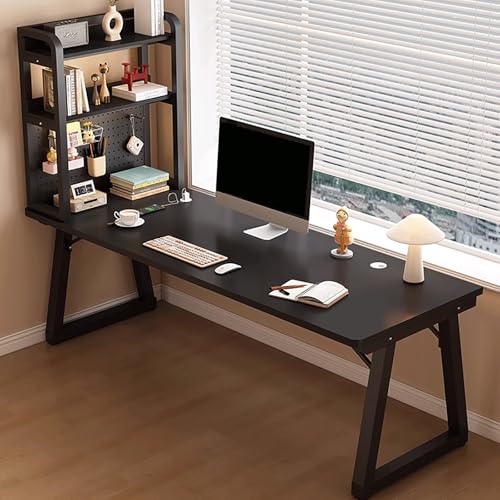 Heimbüro-Schreibtisch Moderner Computertisch Mit Bücherregal Metallgestell Holzplatte einfach zu montieren for Büro und Homeoffice Tisch(1,160x60cm/63x24in) von Generic