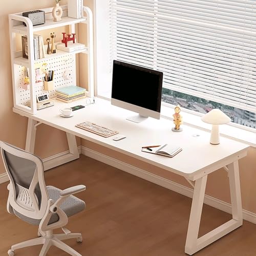 Heimbüro-Schreibtisch Moderner Computertisch Mit Bücherregal Metallgestell Holzplatte einfach zu montieren for Büro und Homeoffice Tisch(10,140x60cm/55x24in) von Generic