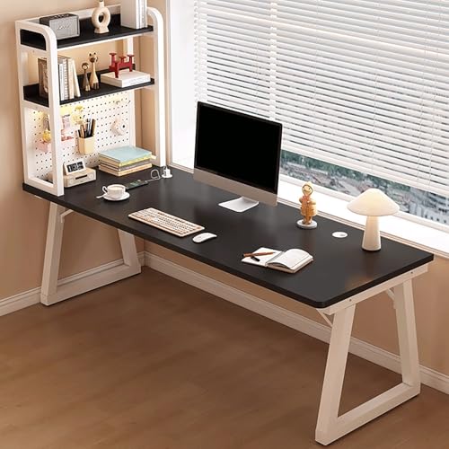 Heimbüro-Schreibtisch Moderner Computertisch Mit Bücherregal Metallgestell Holzplatte einfach zu montieren for Büro und Homeoffice Tisch(2,140x60cm/55x24in) von Generic