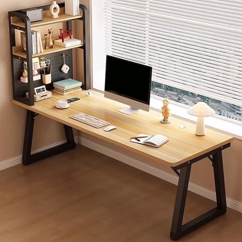 Heimbüro-Schreibtisch Moderner Computertisch Mit Bücherregal Metallgestell Holzplatte einfach zu montieren for Büro und Homeoffice Tisch(3,160x60cm/63x24in) von Generic